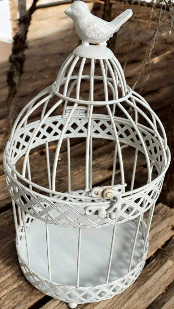bílá klec dekorativní 