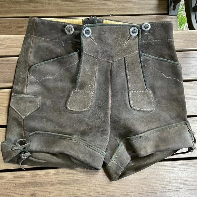 Dětské kožené kraťasy selský, vesnický styl vel. 9-11 let