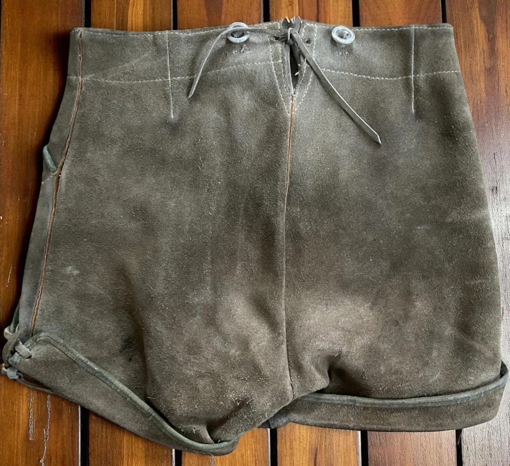 Dětské kožené kraťasy selský, vesnický styl vel. 9-11 let