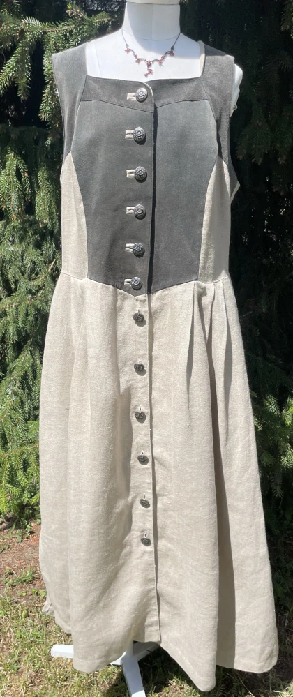 Dámské lněné šaty v selském, country, western, vintage stylu vel. 44