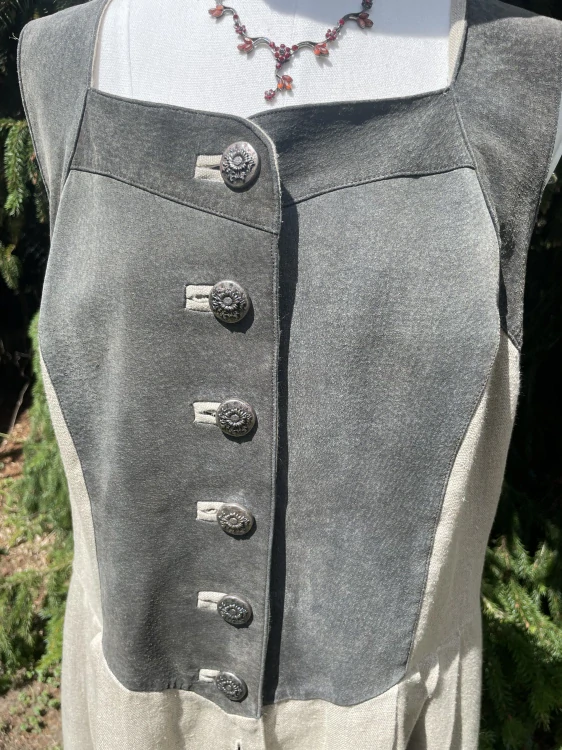 Dámské lněné šaty v selském, country, western, vintage stylu vel. 44