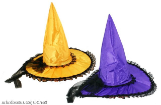 KRÁSNÝ ČARODĚJNICKÝ KLOBOUK***oranžový,fialový