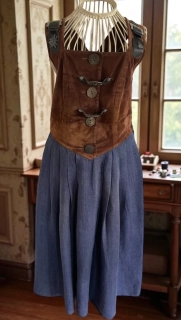 Dámské lněné šaty v dobovém, vintage, rustikálním, western stylu vel. 38