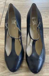 Dámské kožené boty styl Mary Jane T-STRAP alá 30. léta 20s