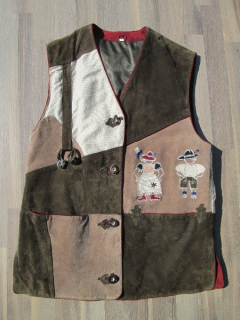 kožená selská vesta DIRNDL s výšivkou vel. 38/40