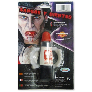 karnevalový set VAMPÍR UPÍR SET krev + zuby