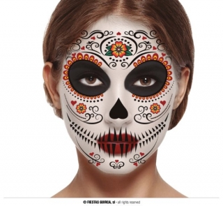 karnevalé Catrina tetování na obličej
