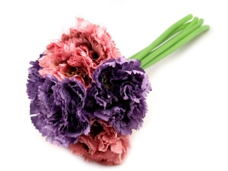 Dekorace květy karafiátu 23 cm KARNEVALOVÝ KOSTÝM VÍLA, NEVĚSTA, PRINCEZNA