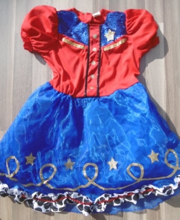 karnevalový kostým šaty KOVBOJKA, ŠERIFKA > 128