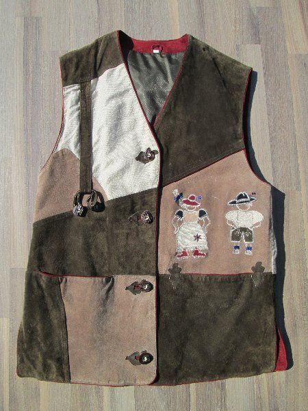 kožená selská vesta DIRNDL s výšivkou vel. 38/40