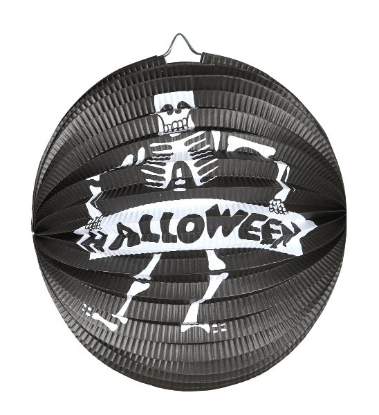Černobílý papírový lampión Halloween, koule