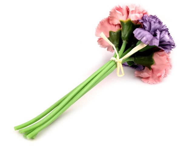 Dekorace květy karafiátu 23 cm KARNEVALOVÝ KOSTÝM VÍLA, NEVĚSTA, PRINCEZNA